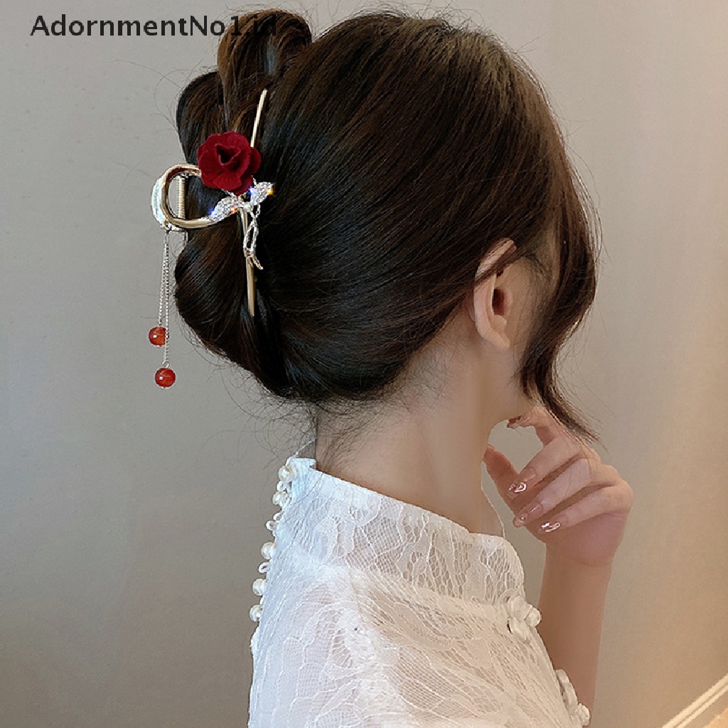 [AdornmentNo1] Klip Cakar Bunga Elegan Romantis Rumbai Capit Penjepit Untuk Wanita Hair Clip Headwear [ID]