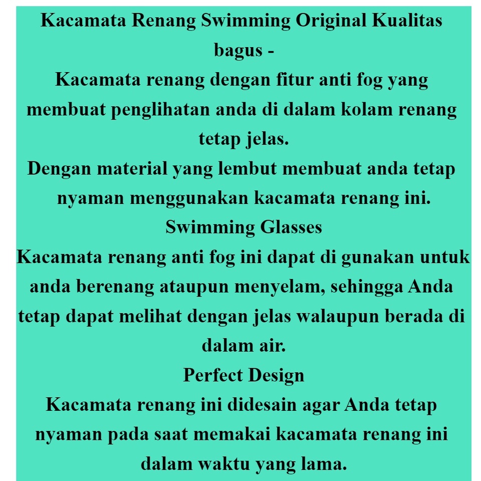 Kacamata Renang Swimming LX3110 Protective Film Anak Dewasa