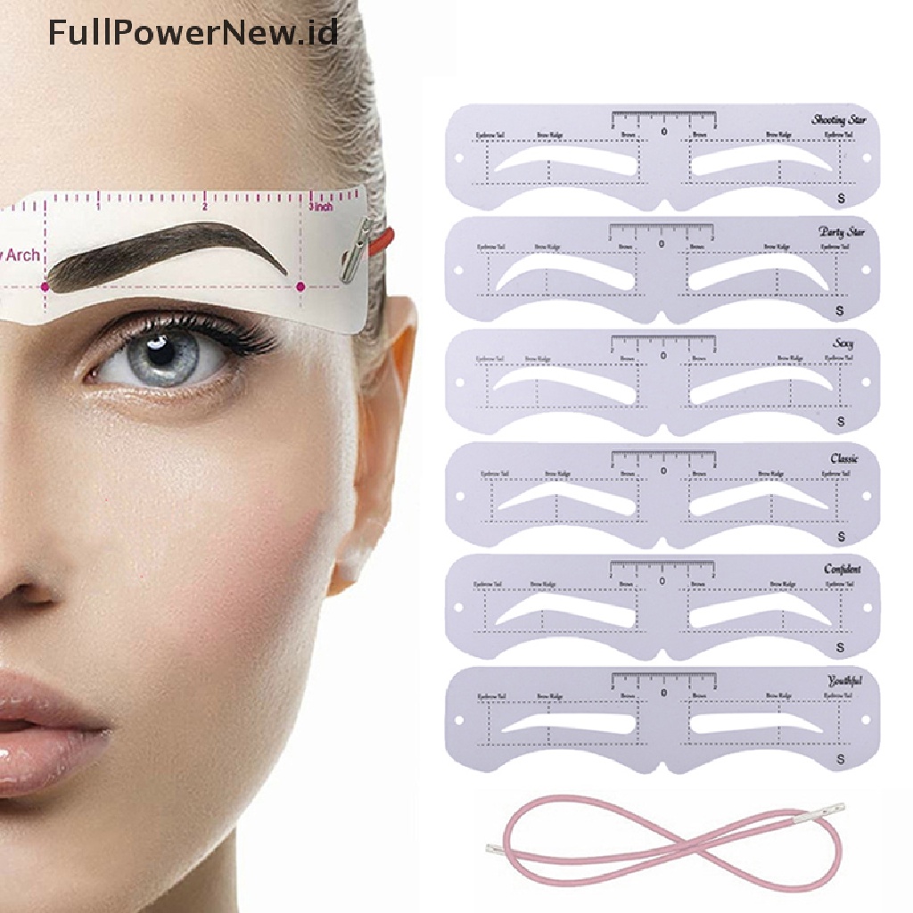 Power 6Pcs Reusable Eye Brow Drawing Guide Kartu Template Makeup Pembentuk Alis Alis ID