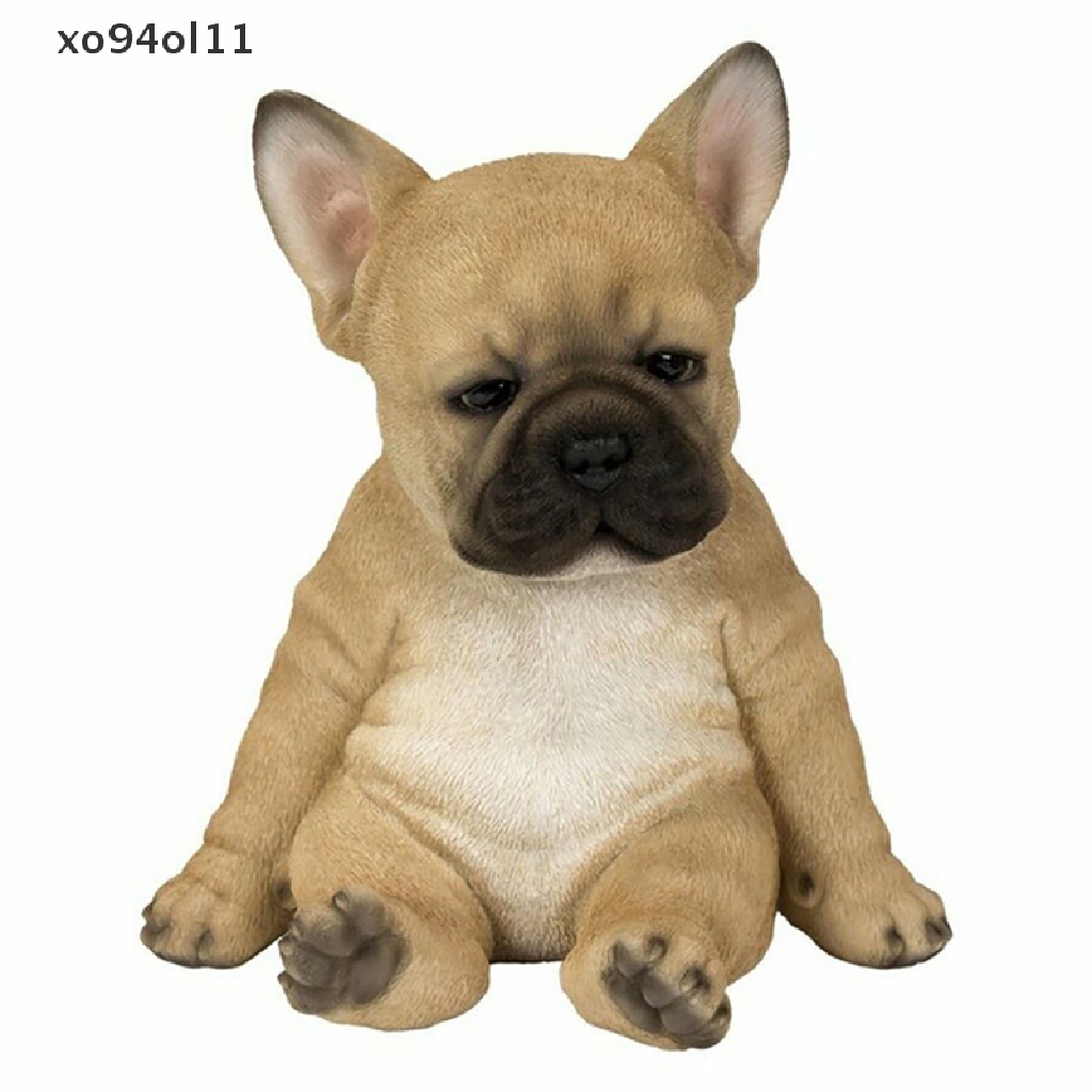 Xo Sleepy French Bulldog Puppy Statue Patung Rumput Resin Super Lucu Halaman Taman OL