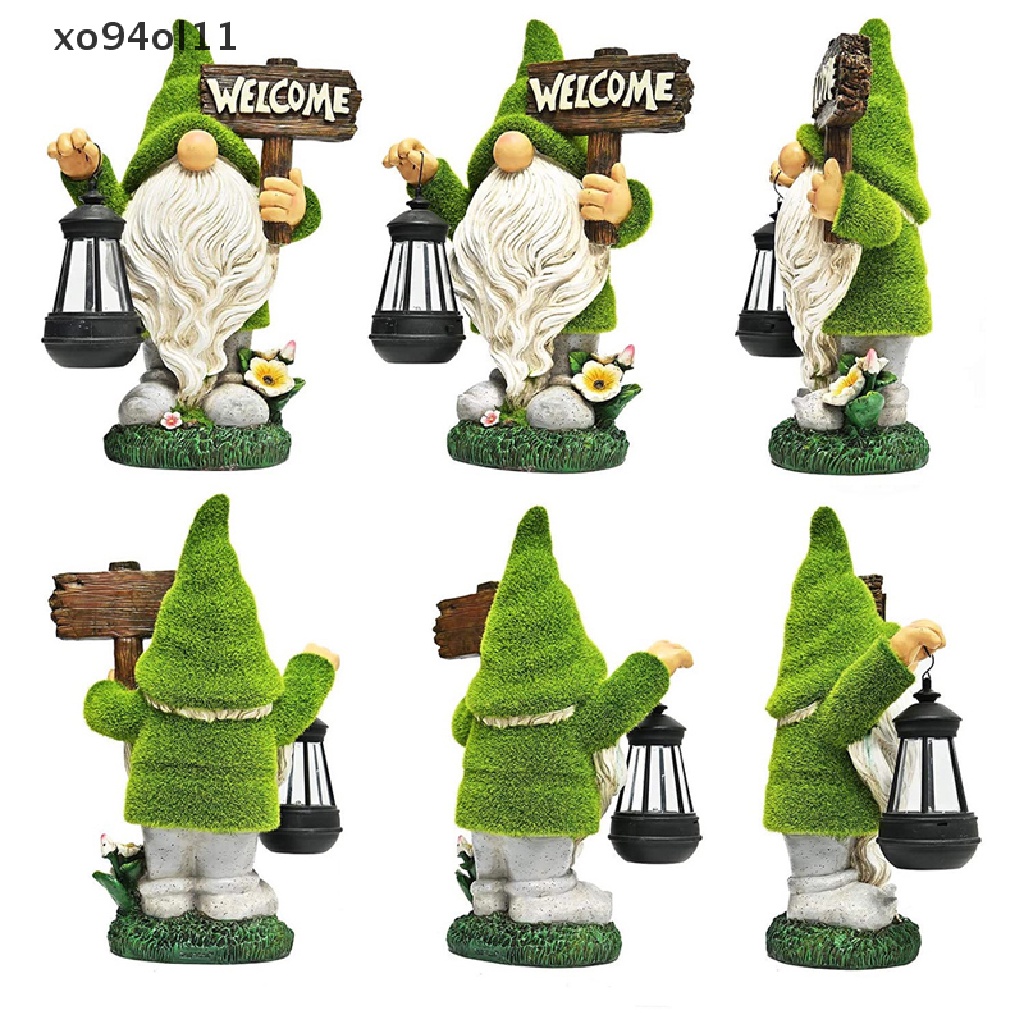 Xo Hiasan Dekorasi Taman Garden Dwarf Statue-Patung Kerdil resin Lampu Led Surya OL