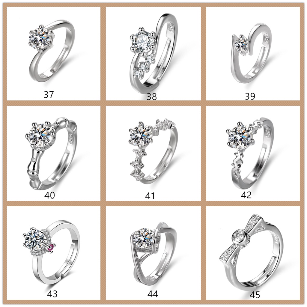 Goldkingdom Aksesoris Perhiasan Fashion Ready Stock Sterling Silver Band Berlian925 All-match Cincin Wanita Minimalis