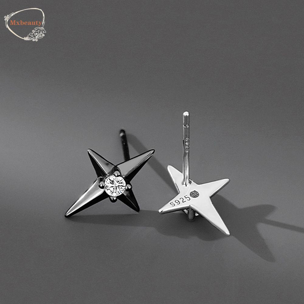 Mxbeauty Polaris Anting Tusuk Harian Keren Pesta Warna Solid Silver-Plate Street Wear Korea Earrings