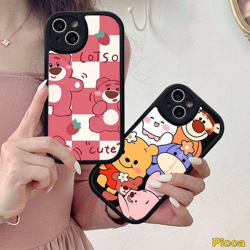 Casing Redmi Note10 11 8 9 10s 11s 10Pro 9Pro 9s 8 11 Pro+Redmi 12C 9T A1 10 9 9A 10C 10A 9C K40s POCO X3 NFC Pro M3 F4 Mi 11T 12 Cute Strawberry Bear Winnie The Soft Case Pooh