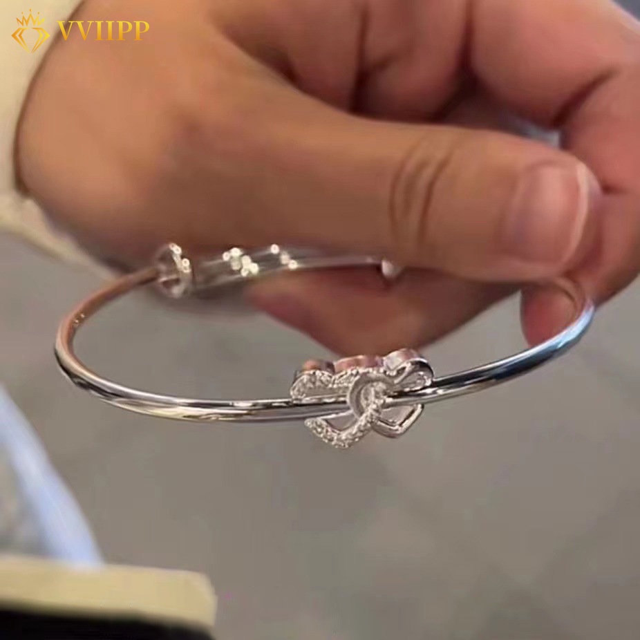 Couple Double Heart Bracelets Adjustable Diamond Bangle Aksesoris Perhiasan