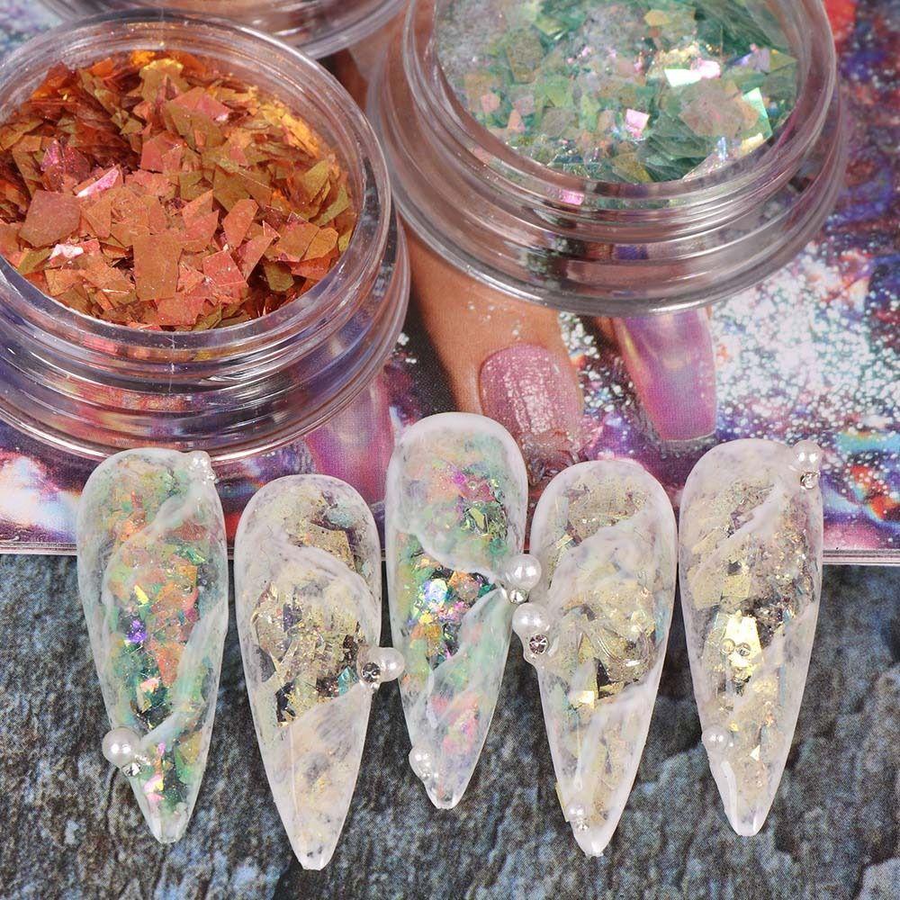 Agustina Aurora Kuku Serpihan Kuku Salon Fashion Nail Art Foils Ice Opal 3D Kuku Glitter Manicure Aksesoris Tidak Teratur Kuku Paillette