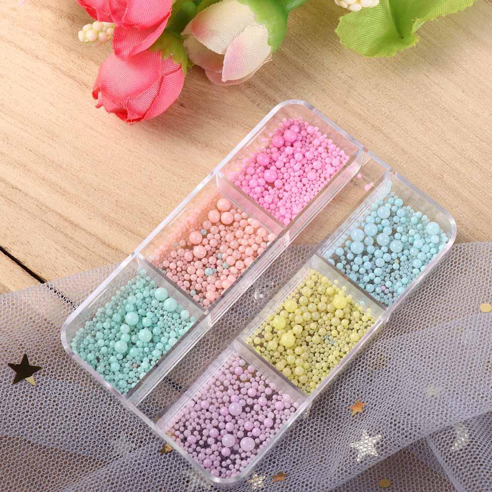 AUGUSTINA Pesona Kuku Agustina Pink Biru 1Box Membuat Perhiasan Manikur Aksesoris Crystal Beads Filler|Manik Bubble Warna