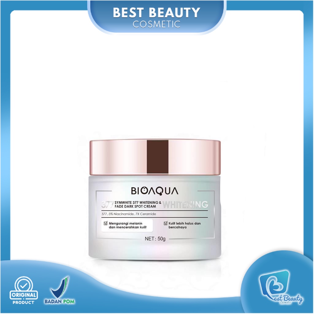 ★ BB ★ BIOAQUA SymWhite 377 Whitening &amp; Fade Dark Spot Cream Krim 50gr - Pelembab Wajah With Vitamin C+5% Niacinamide+7X Ceramide untuk Penghilang Flek Hitam | BIO AQUA