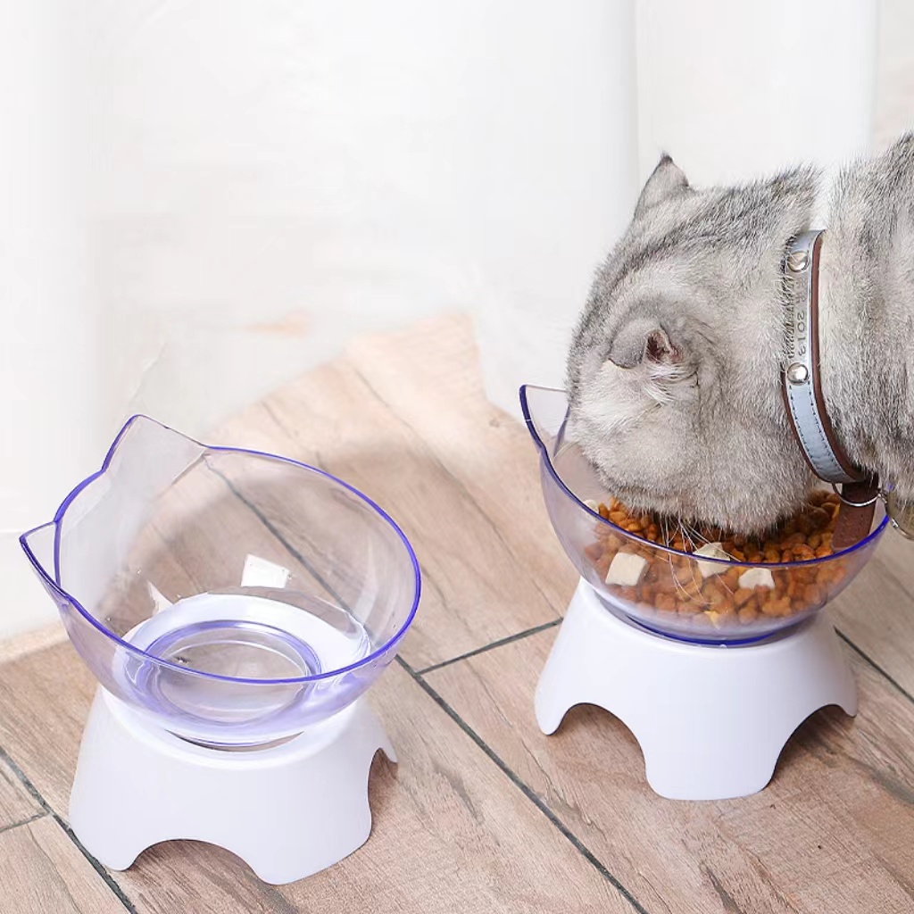 Mangkok Makan Plastik Single Untuk Anjing Dan Kucing /Single Pet Bowl /Pelindung Leher Anti Licin Untuk Anjing Dan Kucing
