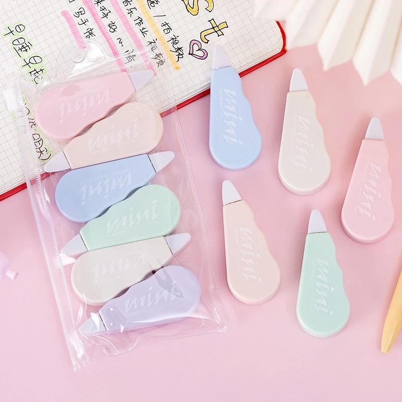 1set/6pcs Tape Koreksi Macaron Kawaii Lucu/Alat Korektor Kantor Sekolah Diubah/Alat Tulis Siswa Perlengkapan Novelty