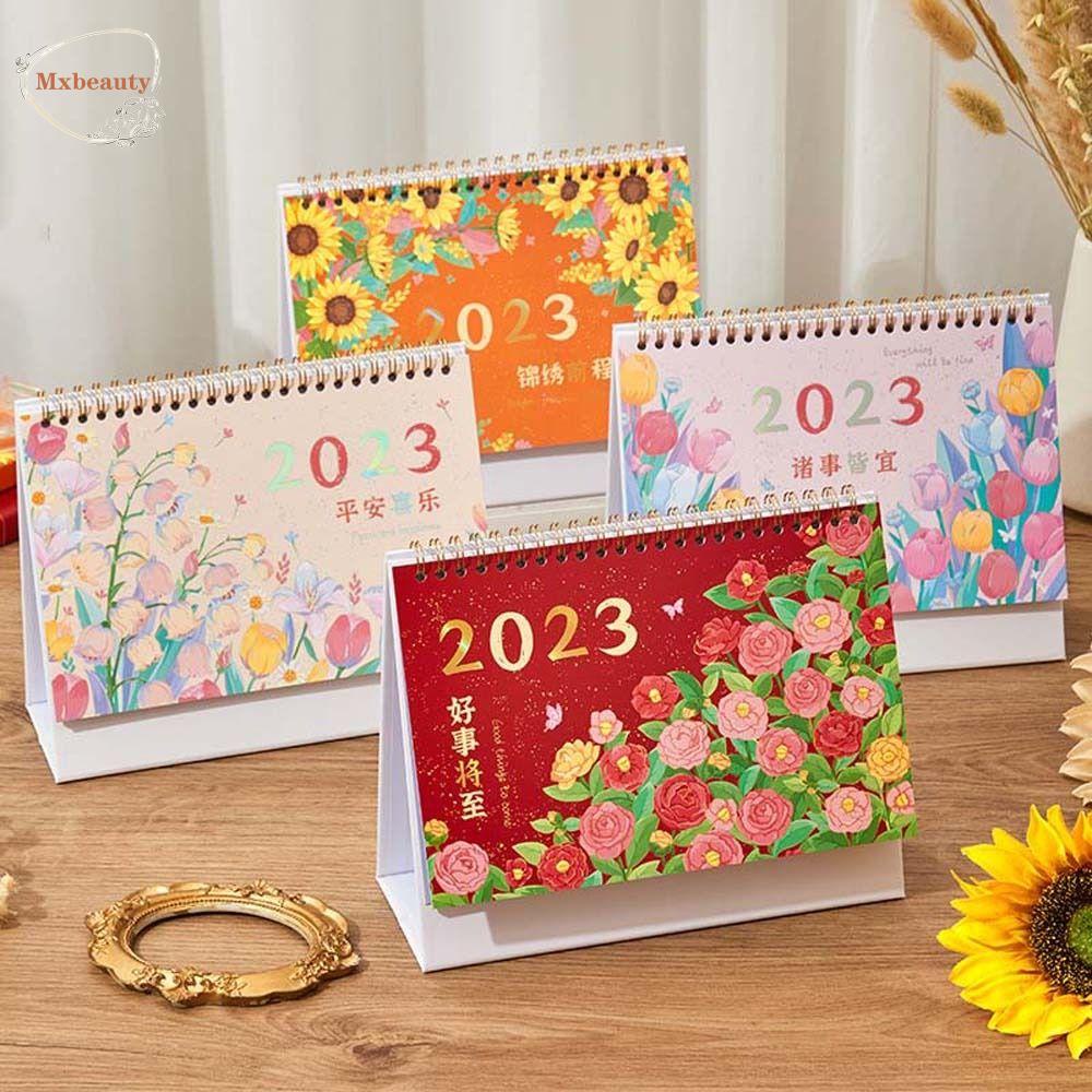 Mxbeauty 2023kalender Weekly Planner Perlengkapan Kantor Siswa Hadiah Tahun Baru Alat Tulis Bunga Kalender Desktop Stationery