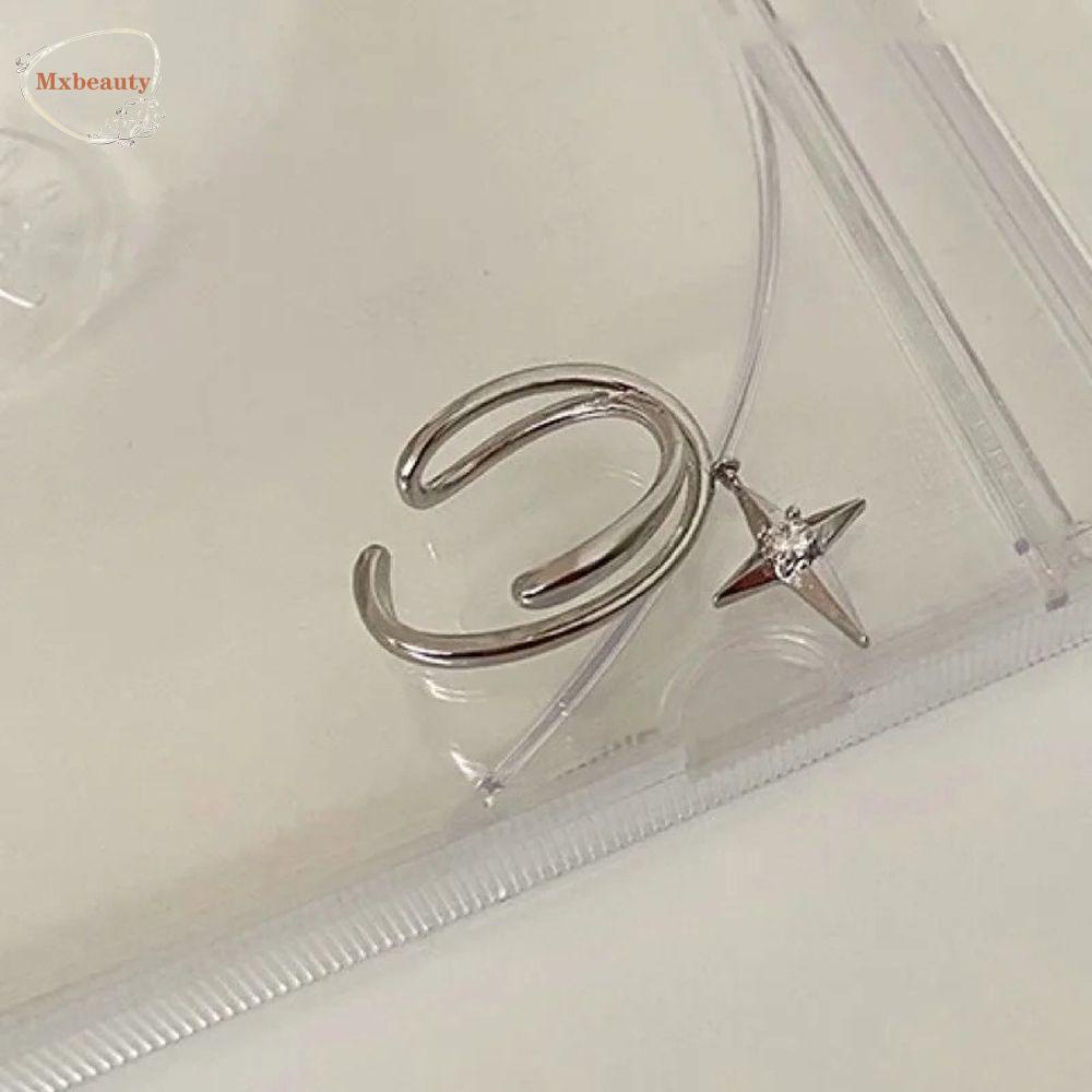 Mxbeauty Wanita Klip Telinga Elegan Manis Perhiasan Telinga Tanpa Tindik Zirkon Kristal Klip On Anting