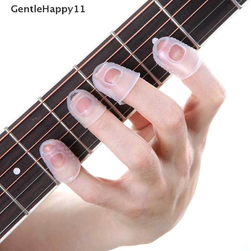 Gentlehappy 4X Pelindung Jari Gitar fingertip picks silicone guard plectrum bass ukulele id