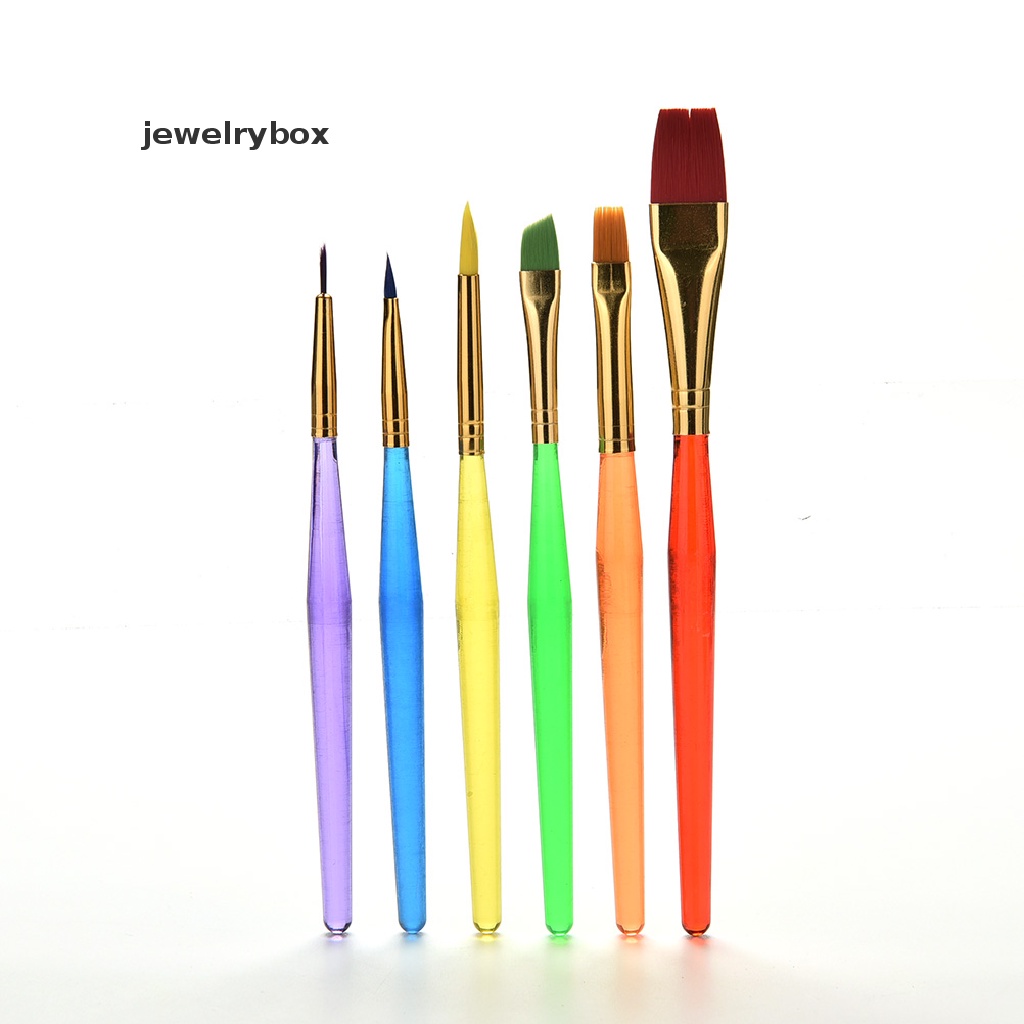 [jewelrybox] 6pcs/set Kuas Cat Set Gagang Nilon Baru Brush Kid Watercolor Drawing Paing Boutique