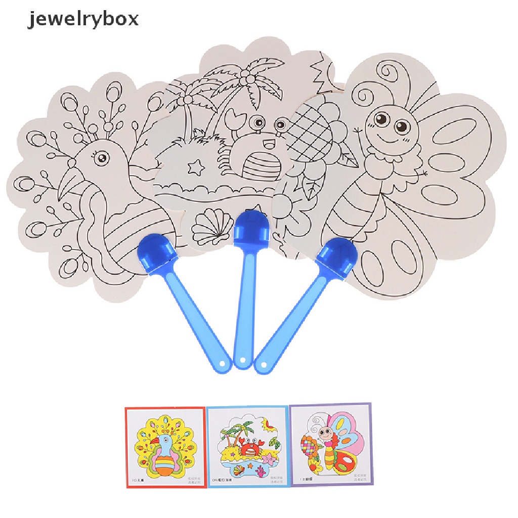 [jewelrybox] 1pc DIY Anak-Anak Mewarnai Kartun Kipas Tangan Kerajinan Mainan Gambar Tk Butik