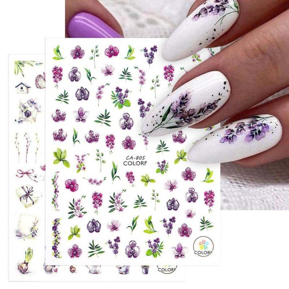 Mxbeauty Stiker Kuku Kupu-Kupu Fashion Musim Panas Daun Dekorasi Kuku Perekat Diri Jepang