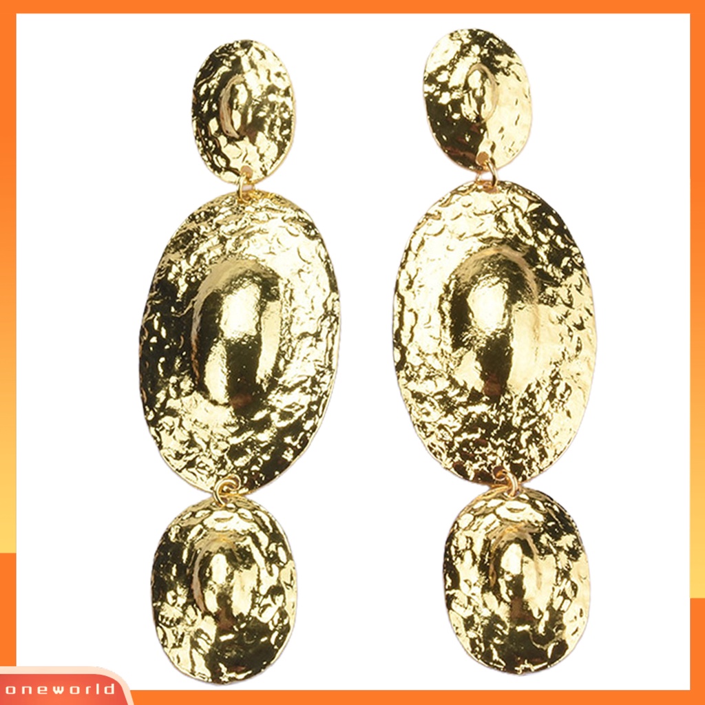 [EONE] 1pasang Anting Wanita Berlebihan Electroplating Shiny Dress Up Metal Eropa Dan Amerika Berlebihan Anting Panjang Perhiasan Aksesoris