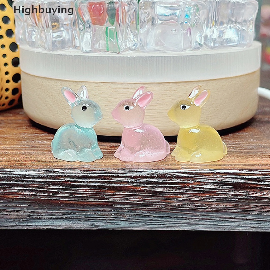 Hbid 5PC Luminous Mini Kartun Resin Kelinci Mainan Dekorasi Taman Rumah Resin Aksesoris Untuk Bahan Crafg Perhiasan Ch Glory