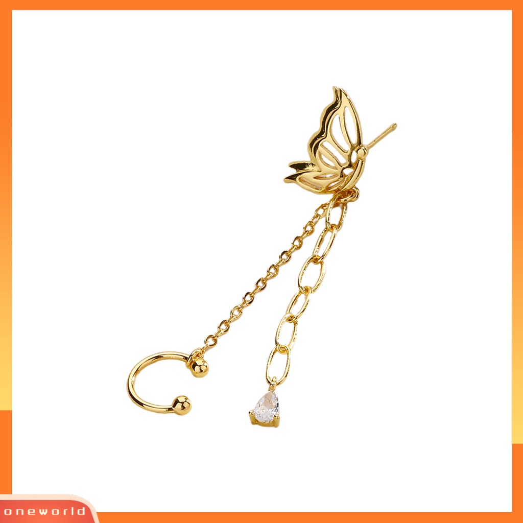 [EONE] 1pc Drop Earring Peri Temperamen One-piece Asimetris Gantung Rantai Dekorasi Gaya Korea Tulang Rawan Palsu Panjang Rumbai Telinga Manset Aksesoris Pakaian