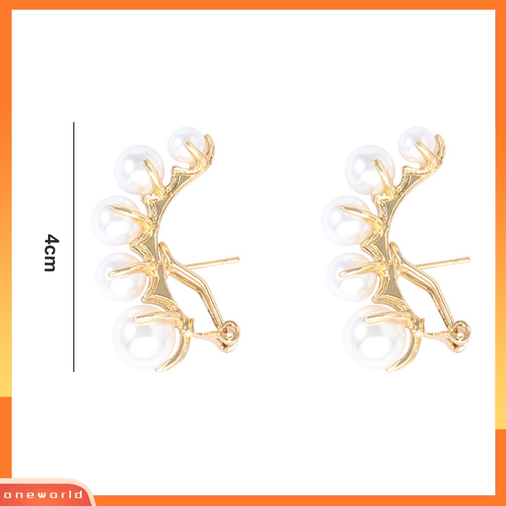 [EONE] 1pasang Anting Stud Dainty Elegan Temperamen Mulia High Gloss Mutiara Imitasi Wanita Earrings Perhiasan Aksesoris