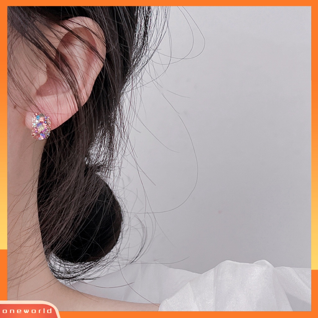 [EONE] 1pasang Anting Wanita Tidak Luntur Shinny Mewah Electroplating Cubic Zirconia Dekorasi Hypoallergenic Perempuan Trendi Stud Earrings Aksesoris Pakaian