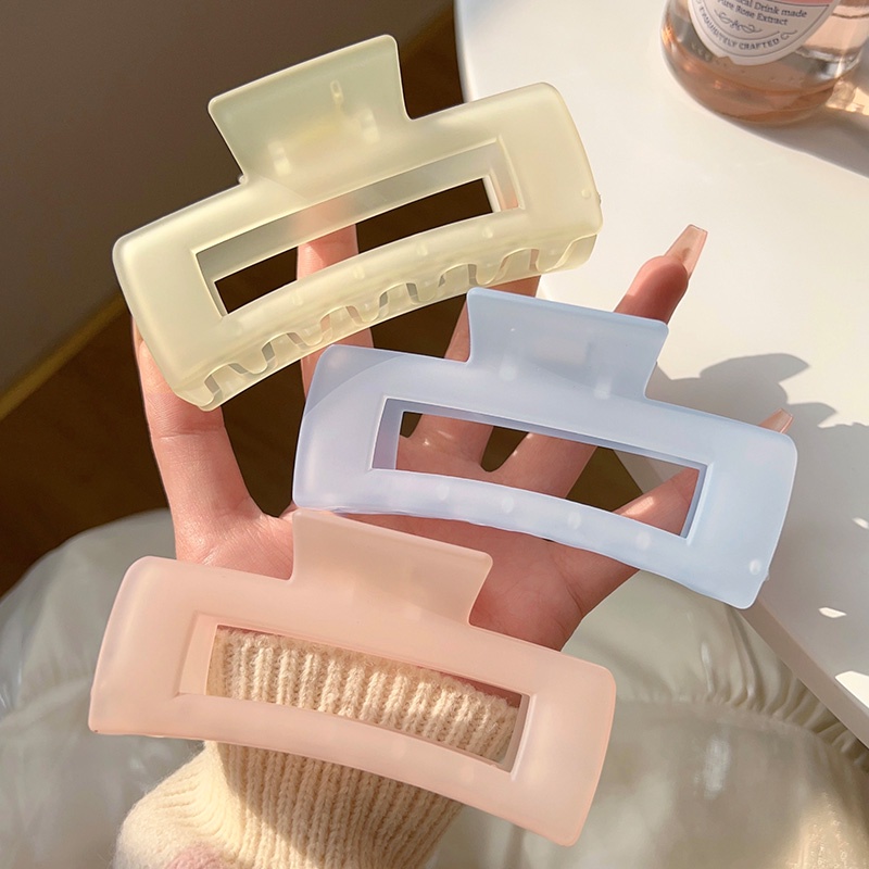 Color Frosted Besar Hair Clip Female High Sense Tingkat Mengambil Bagian Belakang Kepala Hiu Klip Hiasan Kepala Korea