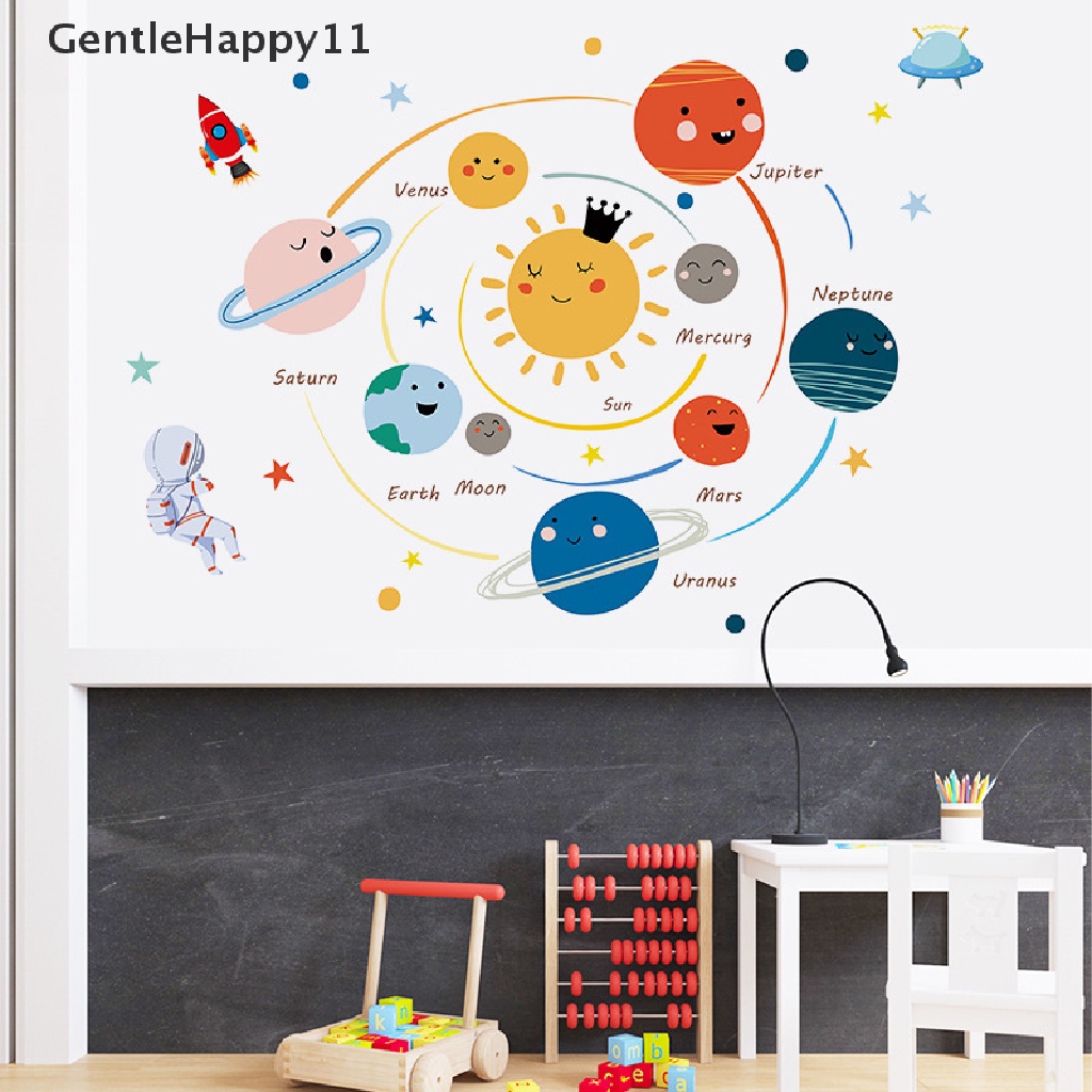 Gentlehappy Kartun Tata Surya Planet Dinding er Kamar Anak kids home mural removable id