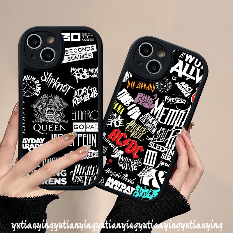 IPHONE Fashion Graffiti Huruf Case Kompatibel Untuk Iphone11 12 13 14 Pro Max X XR XS Max 7Plus 6s 6 7 8 Plus SE 2020 Lembut Tpu Shockproof Phone Cover