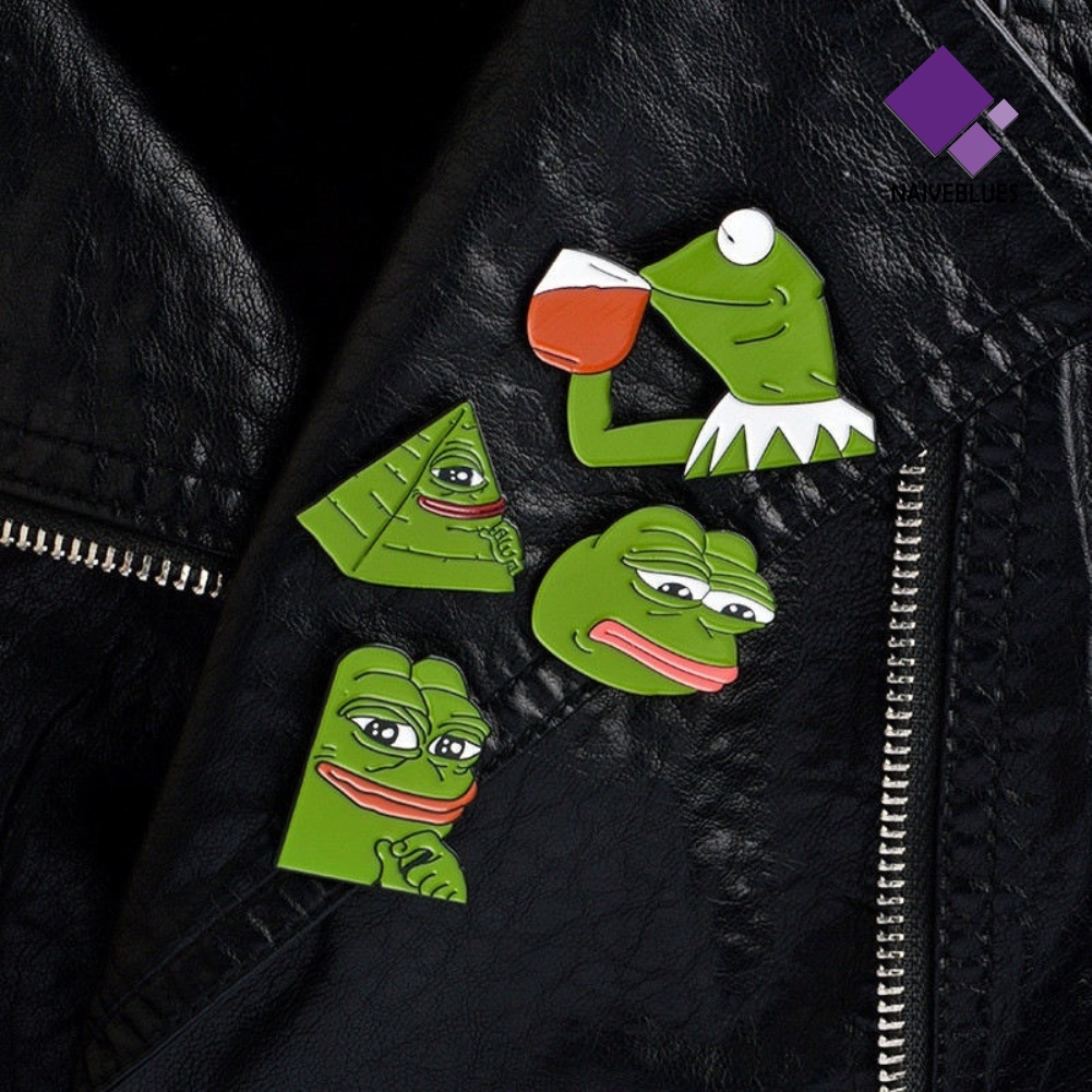 &lt; Naiveblues &gt; Lucu Pepe The Frog Kartun Enamel Bros Perhiasan Lencana Baju