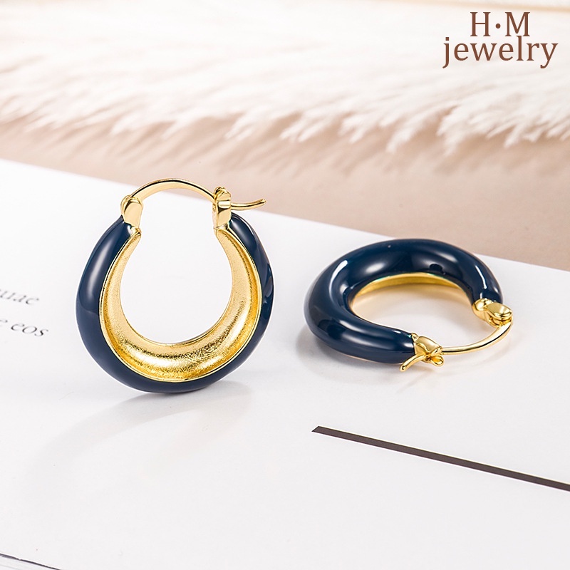 Anting S925 Perak Vintage Klein Biru Anting Rasa Tinggi Elegan2023Baru