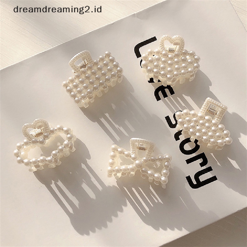 (dream) Mini Mutiara Imitasi Hair Claw Untuk Wanita Perempuan Elegan Manis Jepit Rambut Lucu Kartun Busur Hati Hair Claw Clips Aksesoris Rambut//