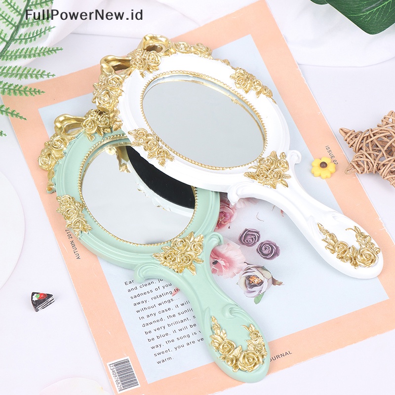 Power Rectangle Hand Hold Cosmetic Makeup Vanity Mirror Cermin Tangan Vintage Kreatif ID