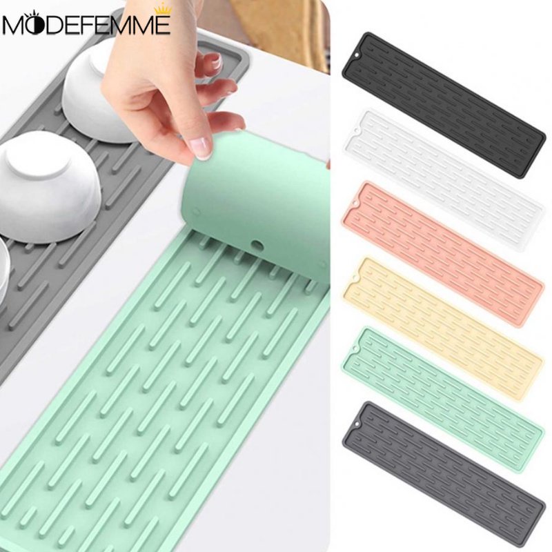 Splash-proof Wastafel Drain Pad Dapat Digantung Perlengkapan Kamar Mandi Dapur Lipat Silikon Pelindung Tikar Tahan Panas-isolated Storage Tray Non-slip Peralatan Makan Menempatkan Bantal