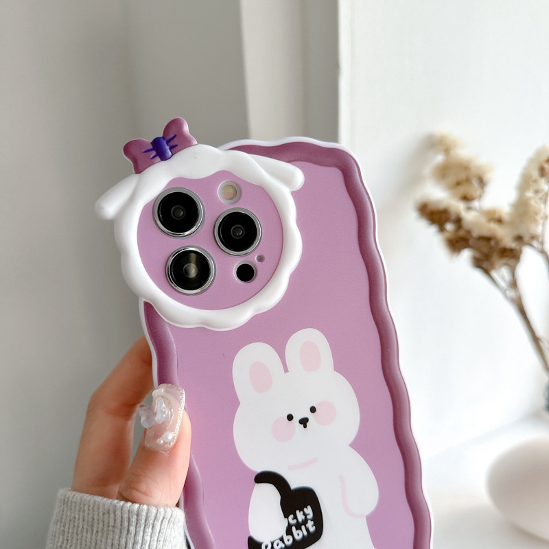 【Lamb Style】Backpack Bunny Soft TPU Case HP iP iPhone 11 12 13 14 Pro Max 7 8 + Plus SE 2020 X XS XR Max Girl Woman FTD Casing Apple