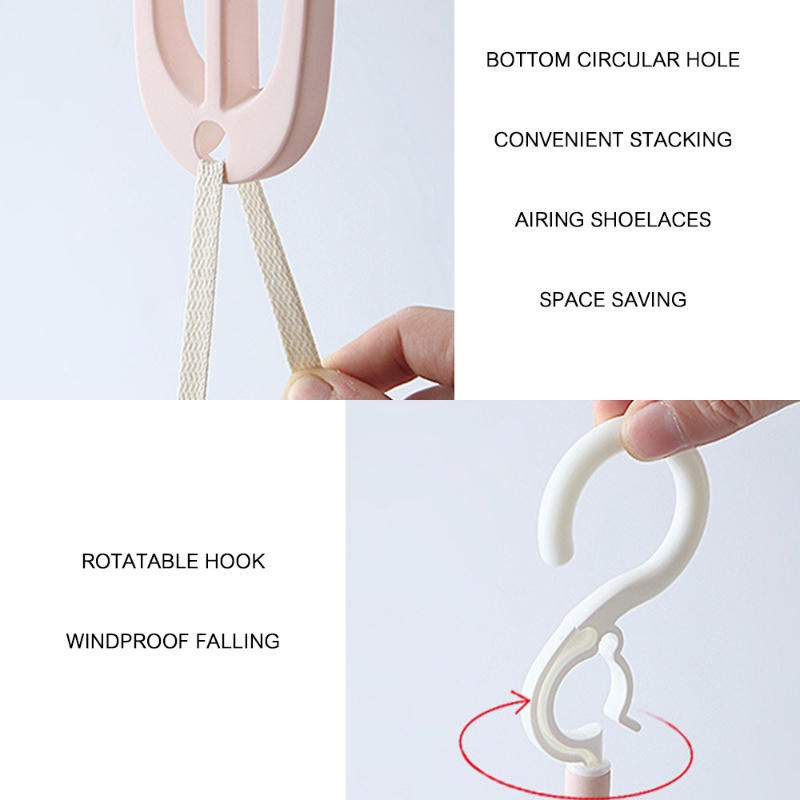 Multifungsi Windproof Rotatable Plastic Double Hooks Shoes Hanger Kreatif Sandal Rak Pengering Syal Dasi Kait
