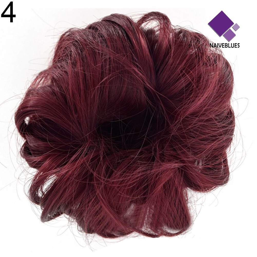 &lt; Naiveblues &gt; Wanita DIY Elastis Keriting Wig Rambut Cincin Hiasan Kepala Chignon Ponytail Sopak