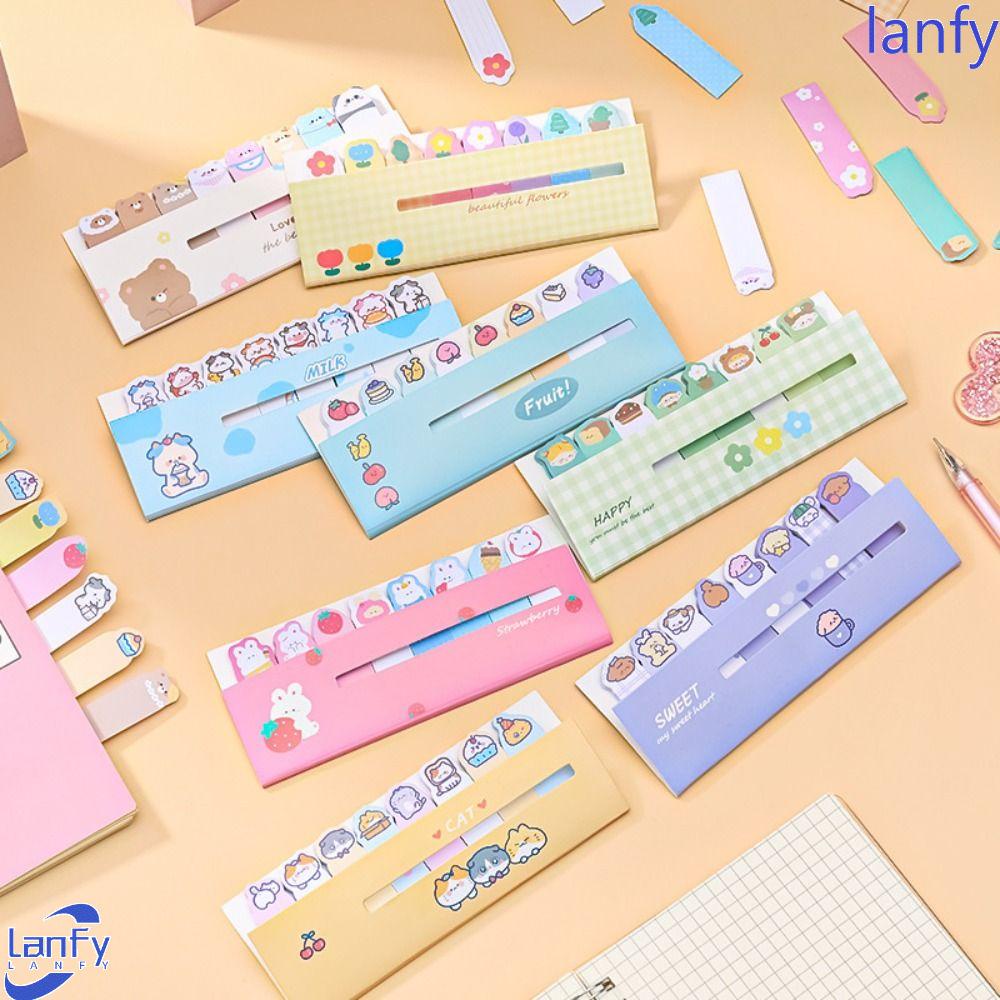 Lanfy Sticky Notes Label Sekolah 120lembar DIY Dekorasi Perlengkapan Kantor Alat Tulis Siswa Label Bookmark