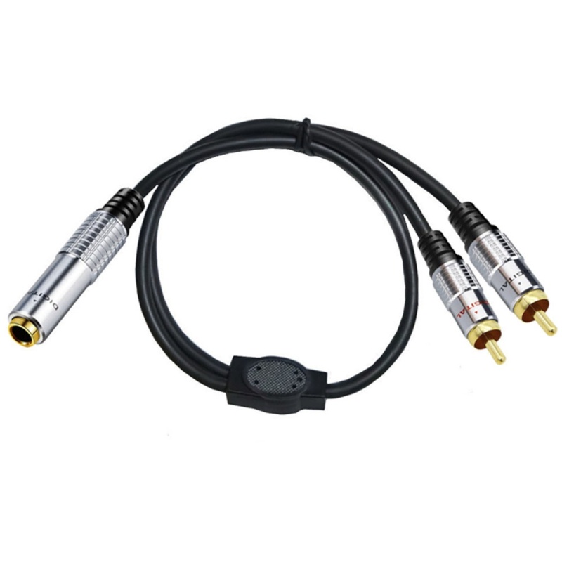 Cre Heavy Duty 6.35mm Female to 2RCA Female/Male Kabel Ekstensi Stereo Untuk Amplifier, Alat Rekam, Speaker