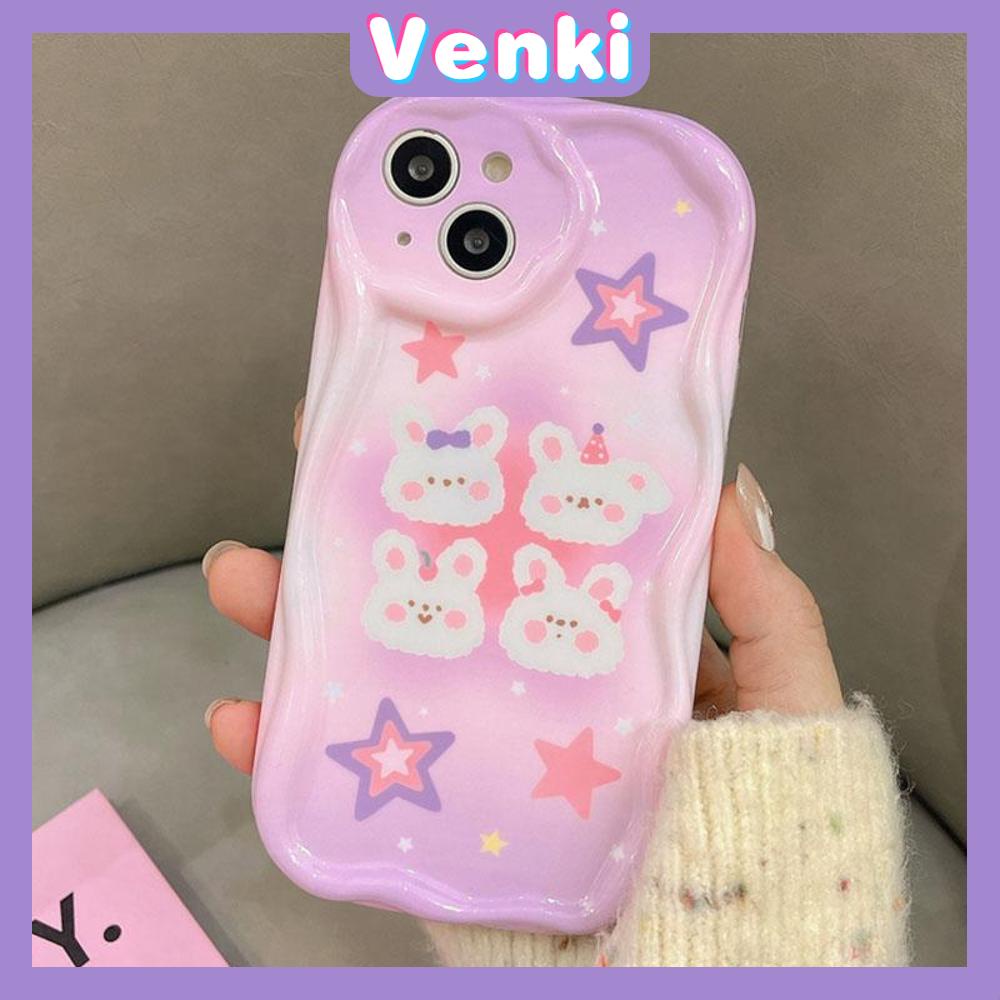 VENKI - For iPhone 14 Pro Max iPhone TPU Curved Edge Wave Case iPhone Case Soft Shell Stars Cute Bunny Compatible with iPhone 13 Pro max 12 Pro Max 11 xr xs max 7Plus 8Plus