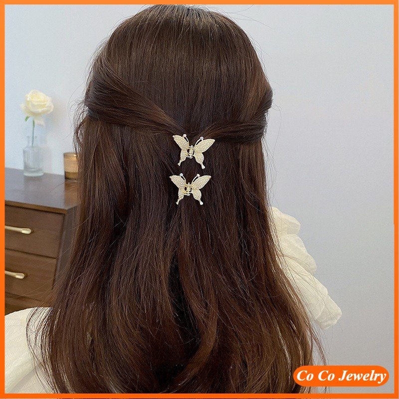 Mutiara Mewah Ringan Korea Kupu-Kupu Fashion Wanita Klip Rambut Desain Aksesoris Rambut