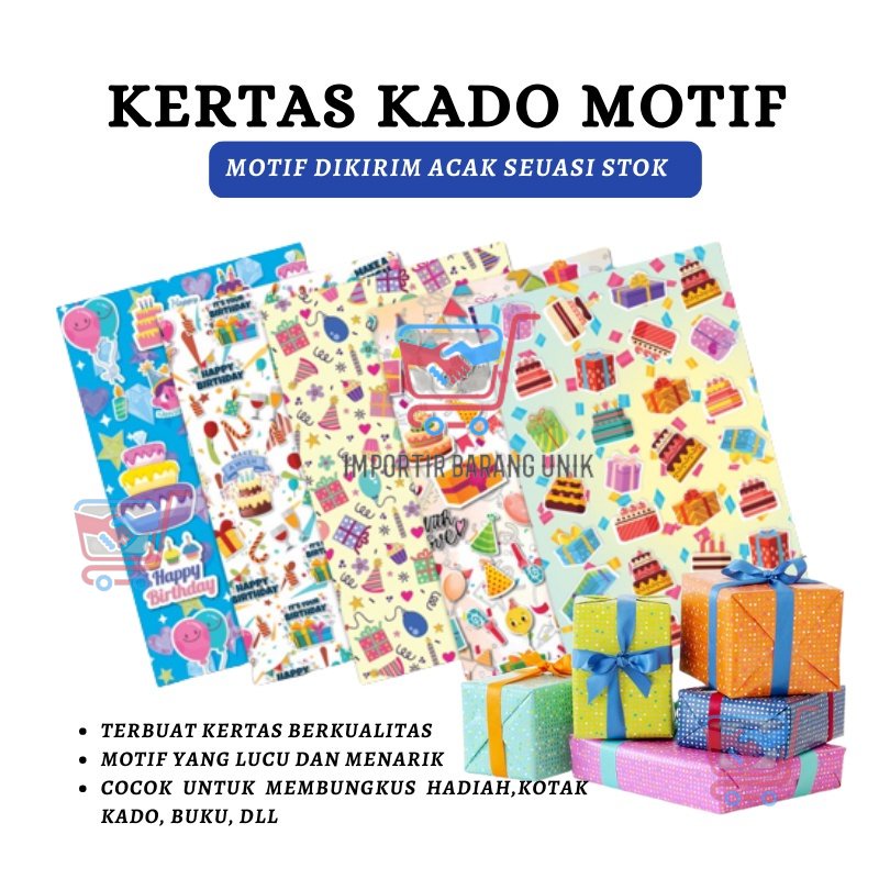 

IMB -F302- Kertas Kado / 1 Pcs Kertas Kado Aneka Gambar Random / Kertas Kado Perpcs