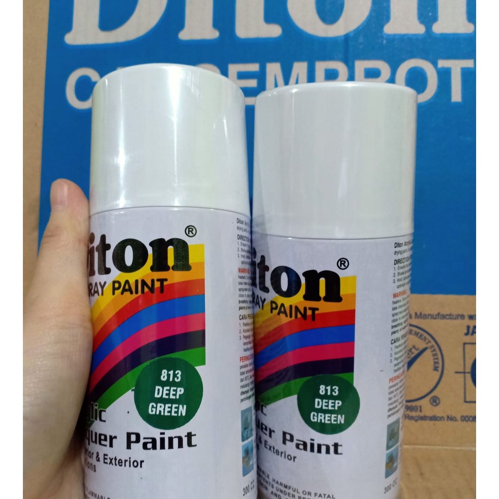 SOLID COLOURS DITON Spray Paint Acrylic Lacquer Paint Pilox Pilok Cat Semprot - 813 DEEP GREEN / HIJAU GELAP / HIJAU TUA (300cc / 300ml)