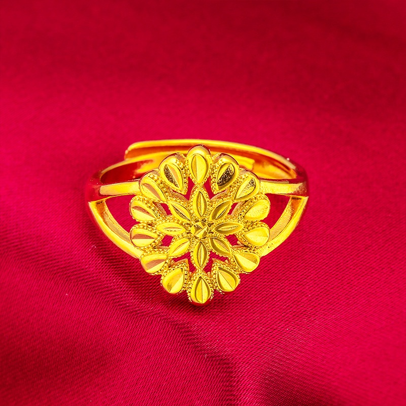 Goldkingdom Aksesoris Perhiasan Fashion Ready Stock Cincin Wanita Baru Yang Dapat Disesuaikan Berlapis Emas Cincin Bunga