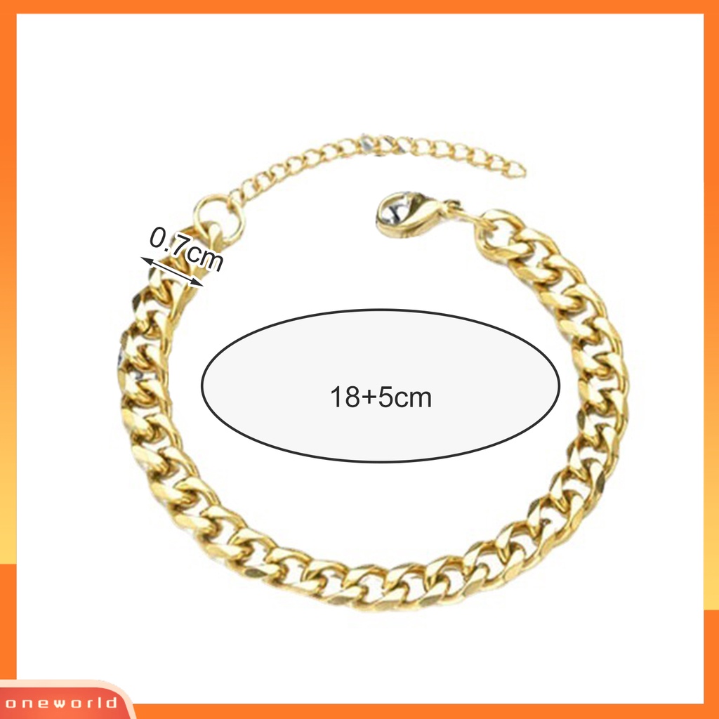 [EONE] Unisex Link Gelang Hip Hop Perhiasan Indah Penampilan Fashion Halus Rantai Kuba Untuk Pakaian Sehari-Hari