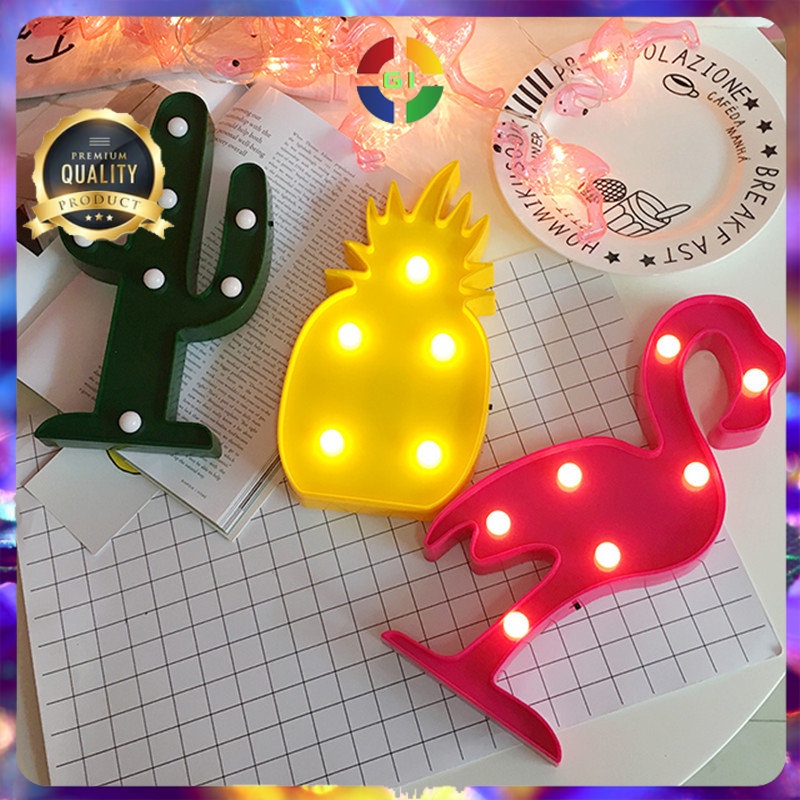 Lampu Meja Hias Marquee LED 3D Fancy Model Warm White Cactus Green