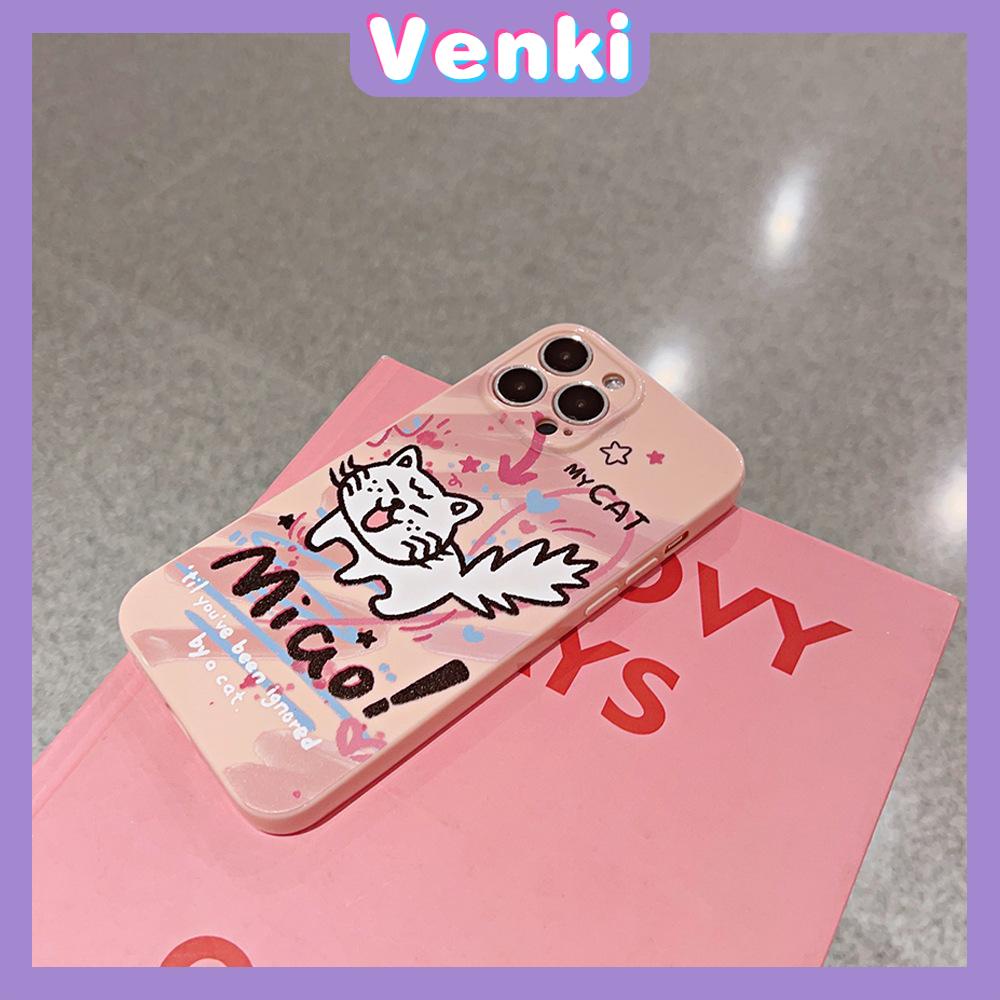 VENKI - For iPhone 11 iPhone Case Cream Glossy Soft Case TPU Shockproof Camera Cover Protection Graffiti Cat Compatible with iPhone 14 13 Pro max 12 Pro Max xr xs max 7Plus 8Plus