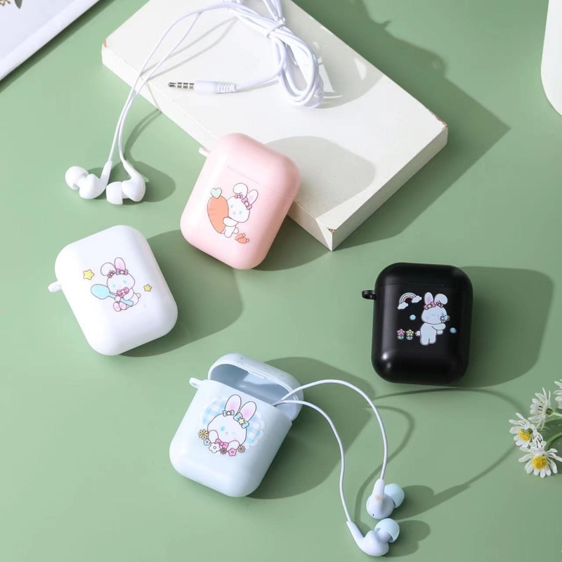 [ XY 83 ] Set Headset Earphone motif l Rabbit series / + Wadah penyimpanan Earphone Motif