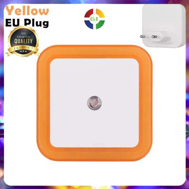 Lampu Tidur Minimalis EU Plug Sensor Cahaya 220V 0.5W Yellow