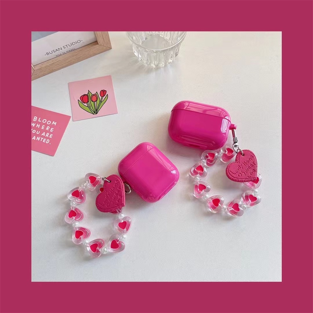 Musim Panas Sweetheart Rose Red Airpods Pelindung Case Silikon Lembut Nirkabel Bluetooth Headphone Cover Fashion Cinta Gelang