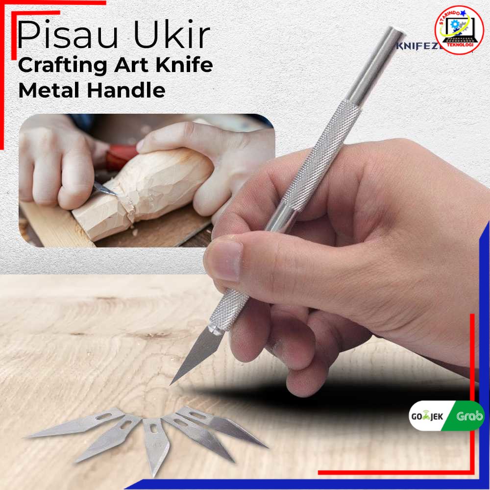 

KNIFEZER Pisau Ukir Seni Hobby Crafting Art Knife Metal Handle - WL-9309 STARINDO